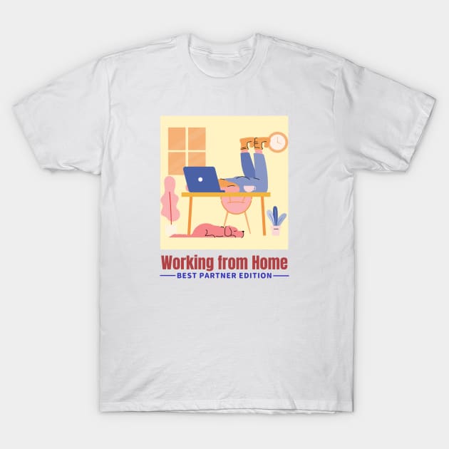 Working from Home, dog edition, Home Office Funny Gift, Corona Work T-Shirt by EquilibriumArt